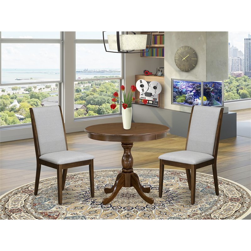 East West Furniture Antique 3-piece Wood Dining Table Set in Walnut