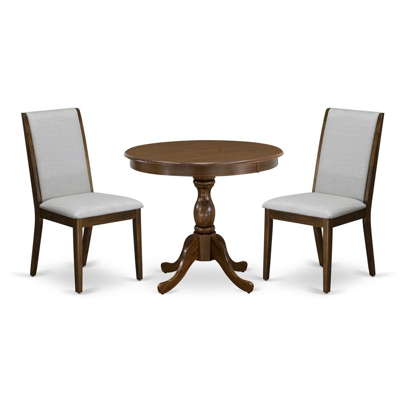 East West Furniture Antique 3-piece Wood Dining Table Set in Walnut
