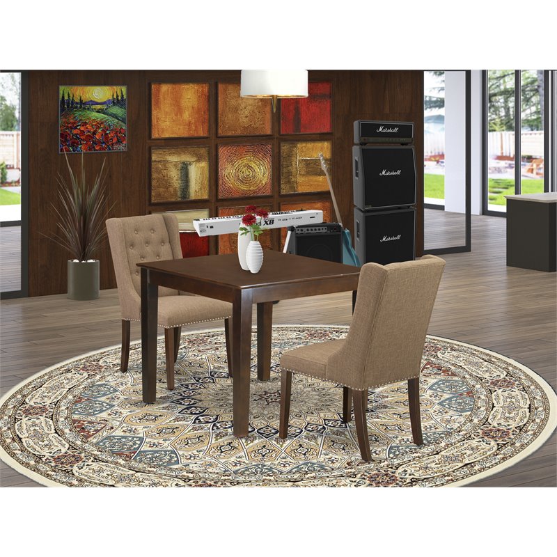 East West Furniture Oxford 3-piece Wood Dining Set in Mahogany/Light Sable
