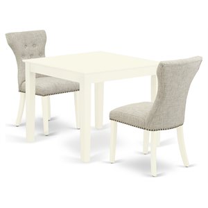 east west furniture oxford 3-piece wood dining set in linen white/doeskin