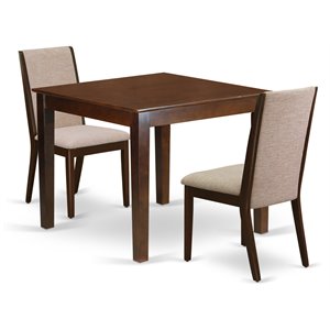 East West Furniture Oxford 3-piece Wood Dining Set in Mahogany/Light Tan