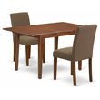 East West Furniture Picasso 3-piece Dining Set with Linen Seat in Mahogany