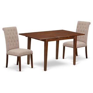 East West Furniture Picasso 3-piece Wood Dining Set in Mahogany/Light Fawn