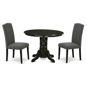 East West Furniture Shelton 3-piece Wood Dining Set in Black/Dark Gotham Gray