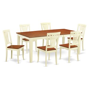 east west furniture quincy 7-piece wood dinette set in buttermilk/cherry