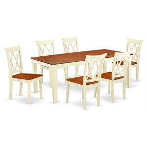 east west furniture quincy 7-piece wood dining set with x-back chairs in cherry