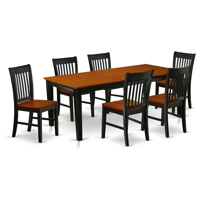 East West Furniture Quincy 7-piece Wood Dining Room Set in Black/Cherry