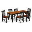 East West Furniture Quincy 7-piece Wood Dining Room Set in Black/Cherry