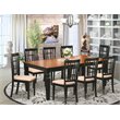 East West Furniture Logan 9-piece Dining Set with Fabric Seat in Black/Cherry