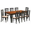East West Furniture Logan 9-piece Dining Set with Fabric Seat in Black/Cherry