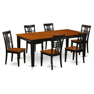 east west furniture quincy 7-piece wood kitchen set in black/cherry