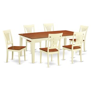 east west furniture quincy 7-piece wood table and dining chairs in cherry