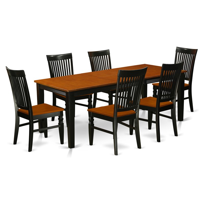 East West Furniture Quincy 7-piece Wood Kitchen Table Set in Black/Cherry