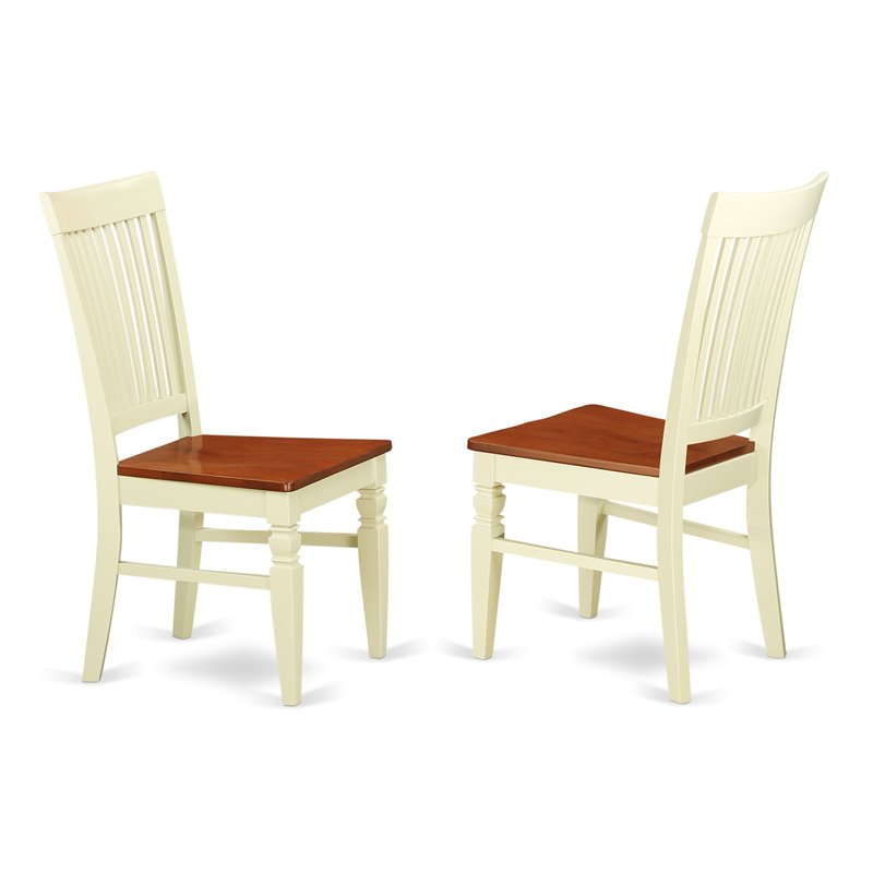 East West Furniture Weston 7-piece Wood Dinette Set in Buttermilk/Cherry