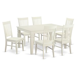 East West Furniture Weston 7-piece Wood Table and Dining Chair Set in White