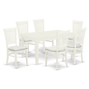 East West Furniture Weston 7-piece Dining Set with Cushion Seat in Linen White