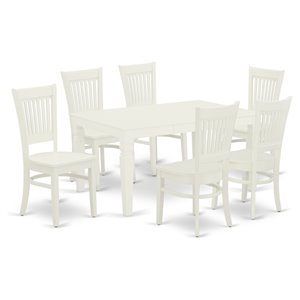 East West Furniture Weston 7-piece Wood Dining Set in Linen White