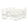 East West Furniture Dover 9-piece Wood Dining Set with Slat Back in Linen White