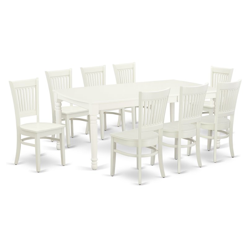 East West Furniture Dover 9-piece Wood Kitchen Set in Linen White