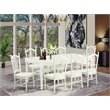 East West Furniture Dover 9-piece Wood Kitchen Table Set in Linen White