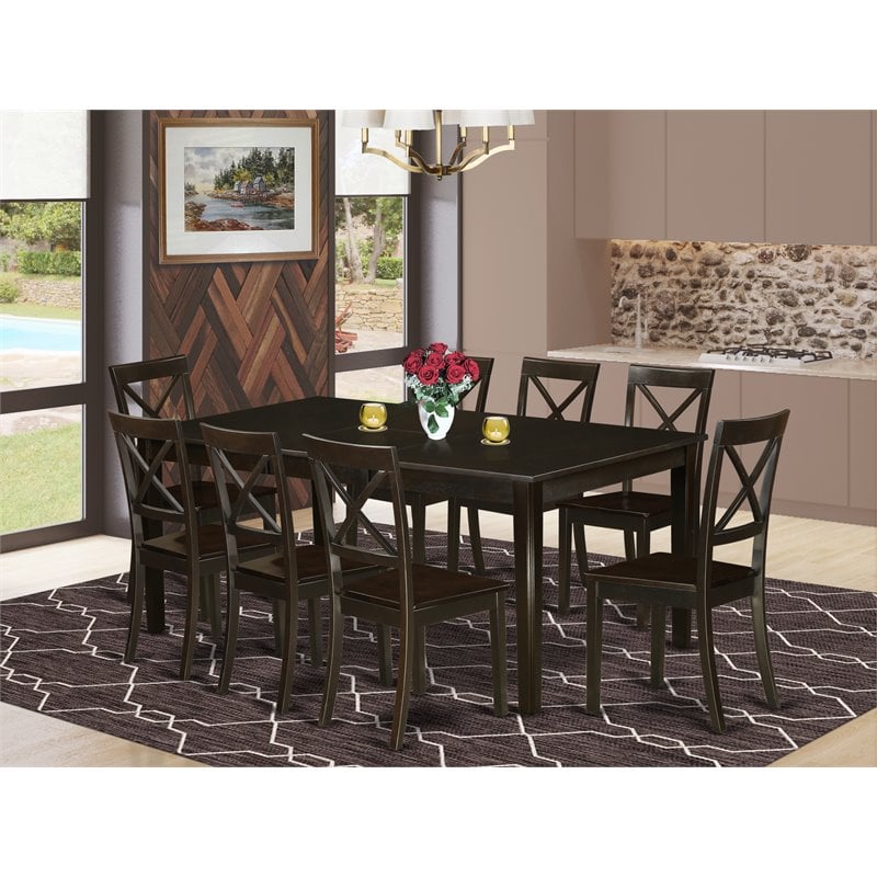 East West Furniture Henley 9-piece Wood Dining Set in Cappuccino