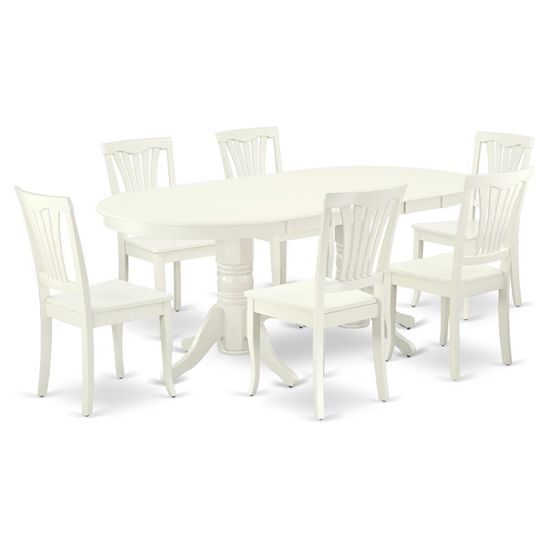 East West Furniture Vancouver 7-piece Dining Set with Wood Seat in White