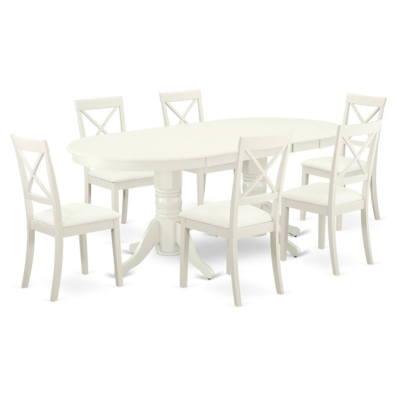 East West Furniture Vancouver 7-piece Dining Set with Leather Chairs in White