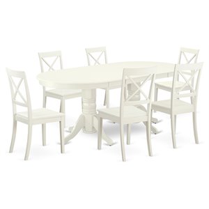 East West Furniture Vancouver 7-piece Wood Dining Table Set in Linen White