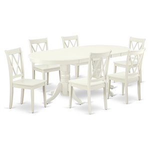 East West Furniture Vancouver 7-piece Wood Dining Room Set in Linen White