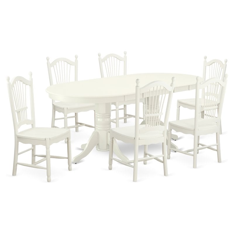 East West Furniture Vancouver 7-piece Wood Dining Table and Chairs in White