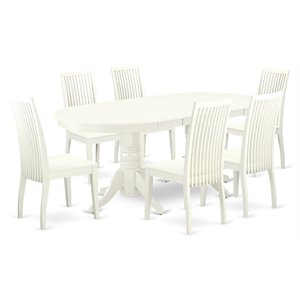 East West Furniture Vancouver 7-piece Wood Kitchen Set in Linen White