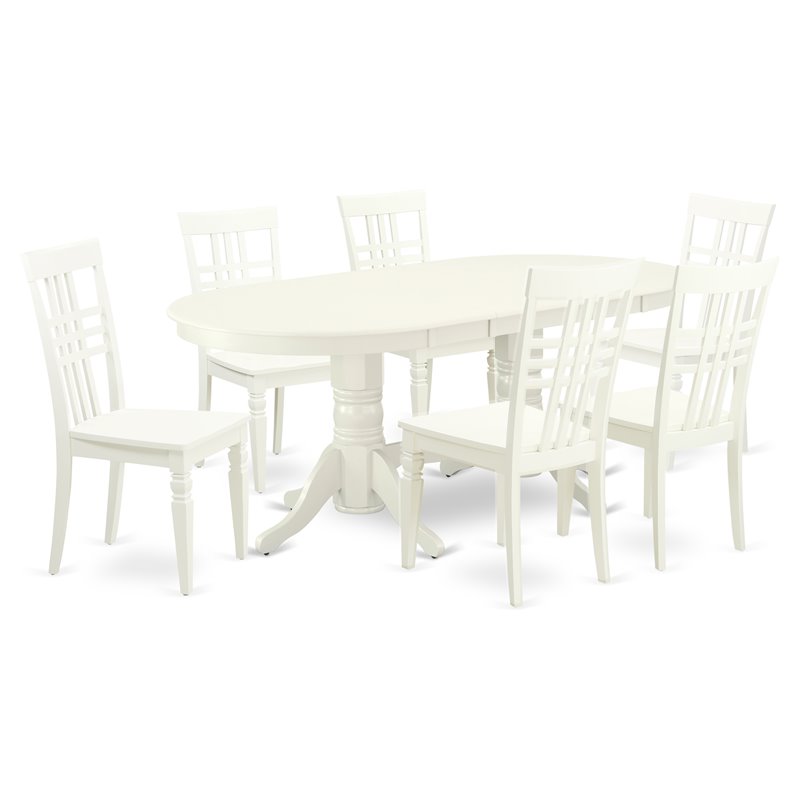 East West Furniture Vancouver 7-piece Wood Kitchen Table Set in Linen White