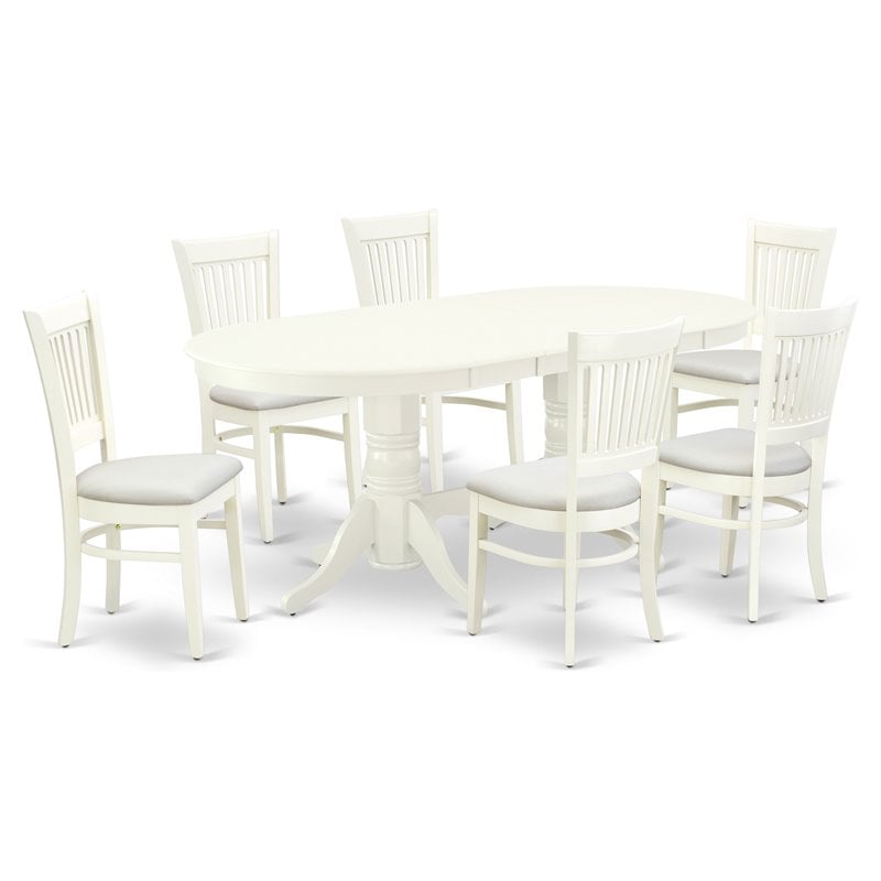 East West Furniture Vancouver 7-piece Dining Set with Linen Seat in White