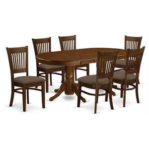 east west furniture vancouver 7-piece wood dining table set in espresso