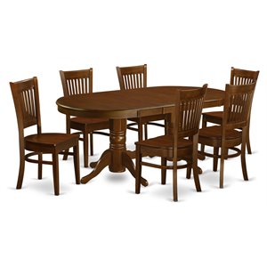 east west furniture vancouver 7-piece wood dining room set in espresso