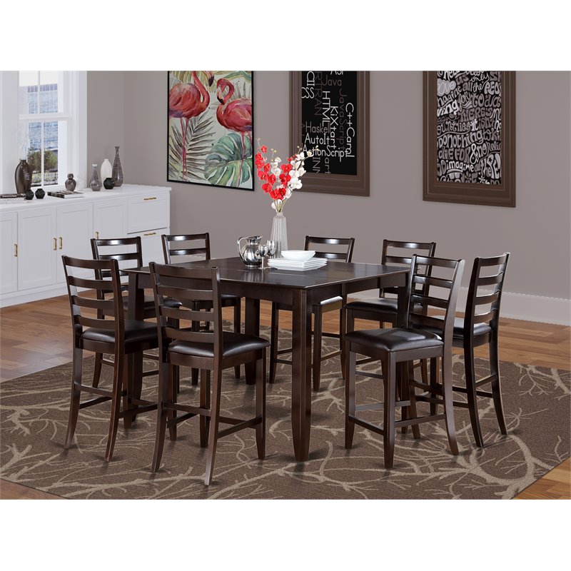 East West Furniture Fairwind 9-piece Wood Dining Set in Cappuccino