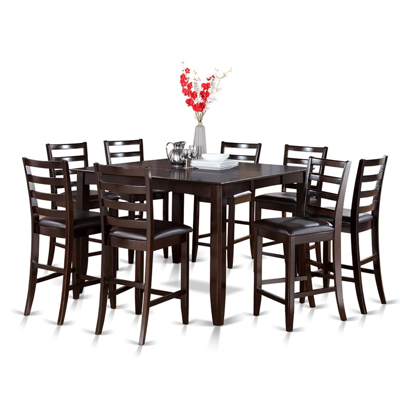 East West Furniture Fairwind 9-piece Wood Dining Set in Cappuccino