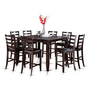 east west furniture fairwind 9-piece wood dining set in cappuccino