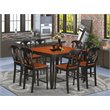 East West Furniture Fairwind 9-piece Wood Dining Table Set in Black & Cherry