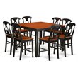 East West Furniture Fairwind 9-piece Wood Dining Table Set in Black & Cherry