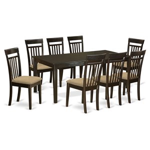 east west furniture henley 9-piece wood dining table set in cappuccino
