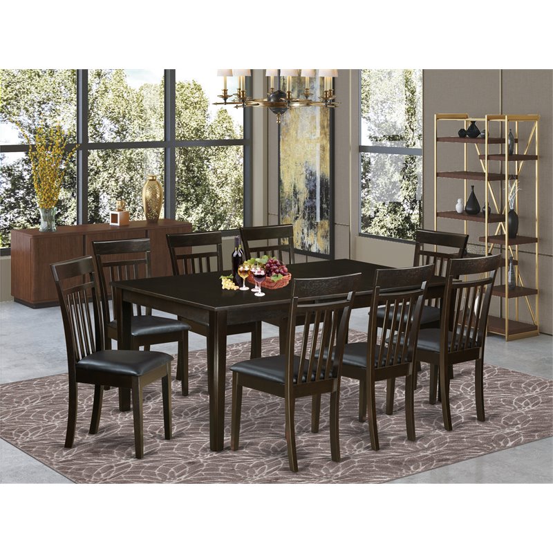 East West Furniture Henley 9-piece Wood Dining Room Set in Cappuccino