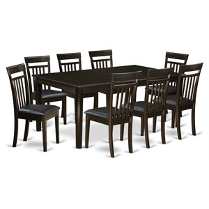 east west furniture henley 9-piece wood dining room set in cappuccino