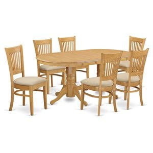 East West Furniture Vancouver 7-piece Wood Dining Table and Chair Set in Oak