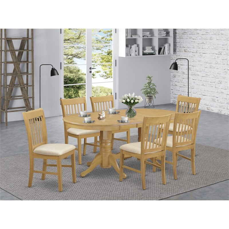 East West Furniture Vancouver 7-piece Wood Dinette Set in Oak