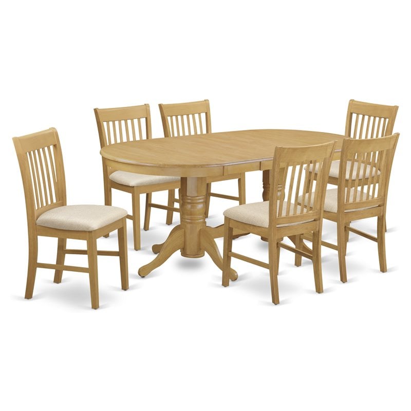 East West Furniture Vancouver 7-piece Wood Dinette Set in Oak