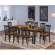 East West Furniture Logan 9-piece Dining Set with Wood Seat in Black/Cherry