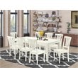 East West Furniture Logan 9-piece Dining Set with Wood Seat in Linen White