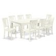 East West Furniture Logan 9-piece Dining Set with Wood Seat in Linen White