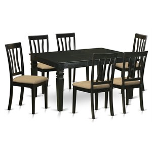 East West Furniture Weston 7-piece Traditional Wood Dining Set in Black